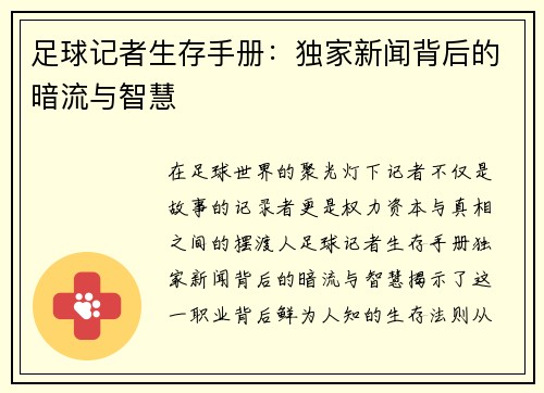 足球记者生存手册：独家新闻背后的暗流与智慧